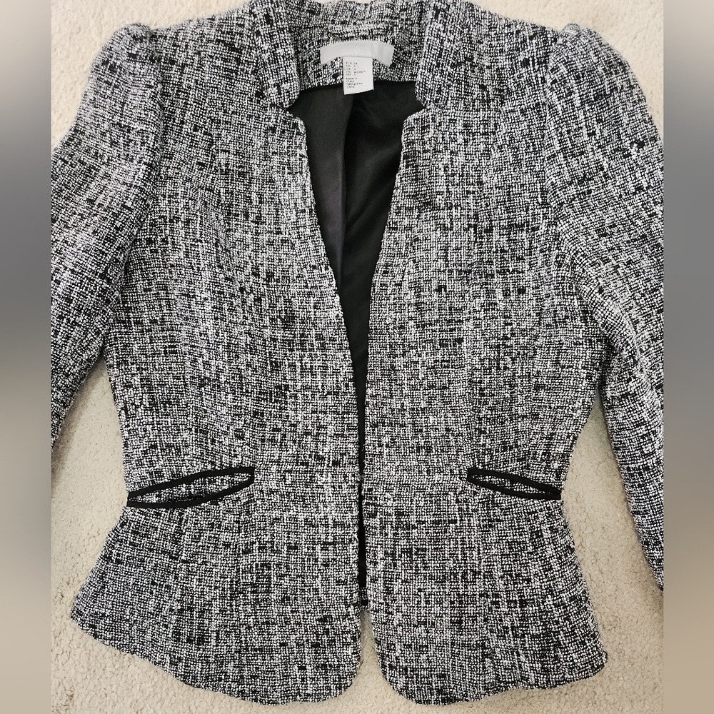 Women's Black and White Tweed Jacket